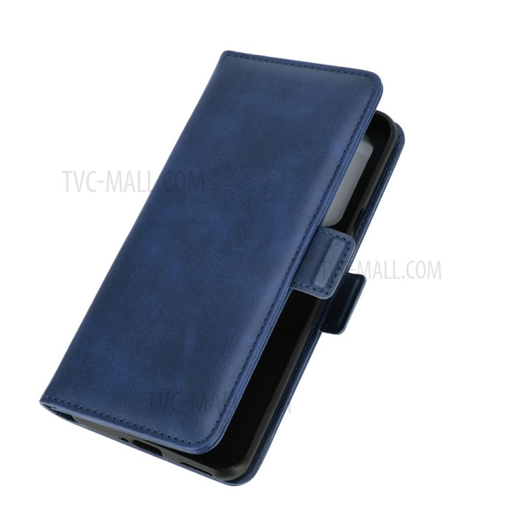 Double Magnetic Clasp Folio Flip Design Leather Wallet Case Stand for OnePlus 9 - Blue-7