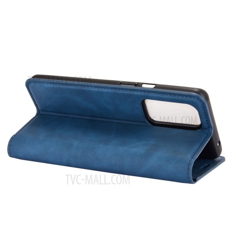 Auto-absorbed Wallet Stand Design Soft-Touch Feeling Leather Cover for OnePlus 9 - Blue-4