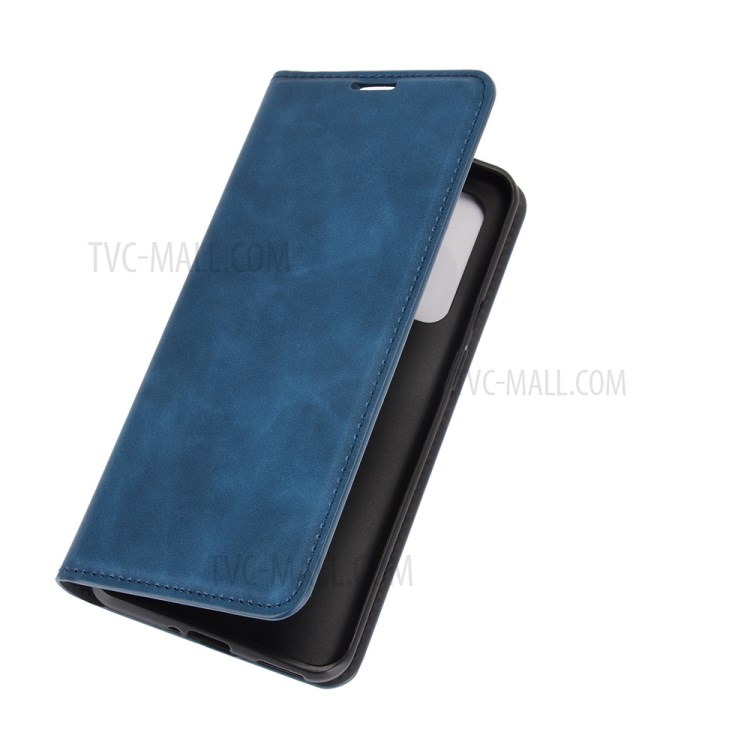 Auto-absorbed Wallet Stand Design Soft-Touch Feeling Leather Cover for OnePlus 9 - Blue-7