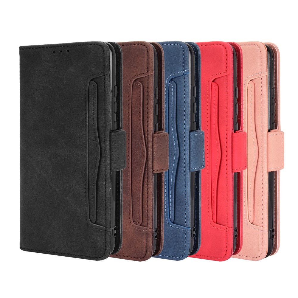 Funda de Portada Protectora de Soporte de Diseño de la Billetera Del Teléfono de Cuero Con Múltiples Ranuras Para Tarjetas Para OnePlus 9 Pro - Rosado