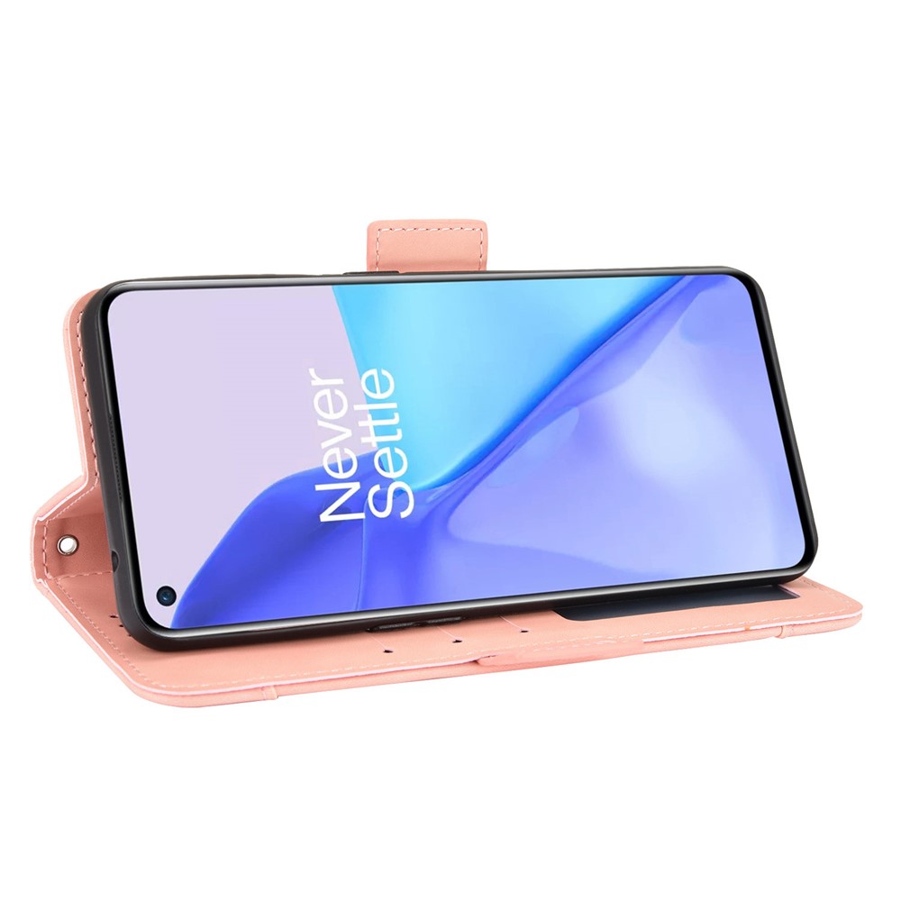 Leather Phone Wallet Design Stand Feature Protective Cover Case with Multiple Card Slots for OnePlus 9 - Pink-5