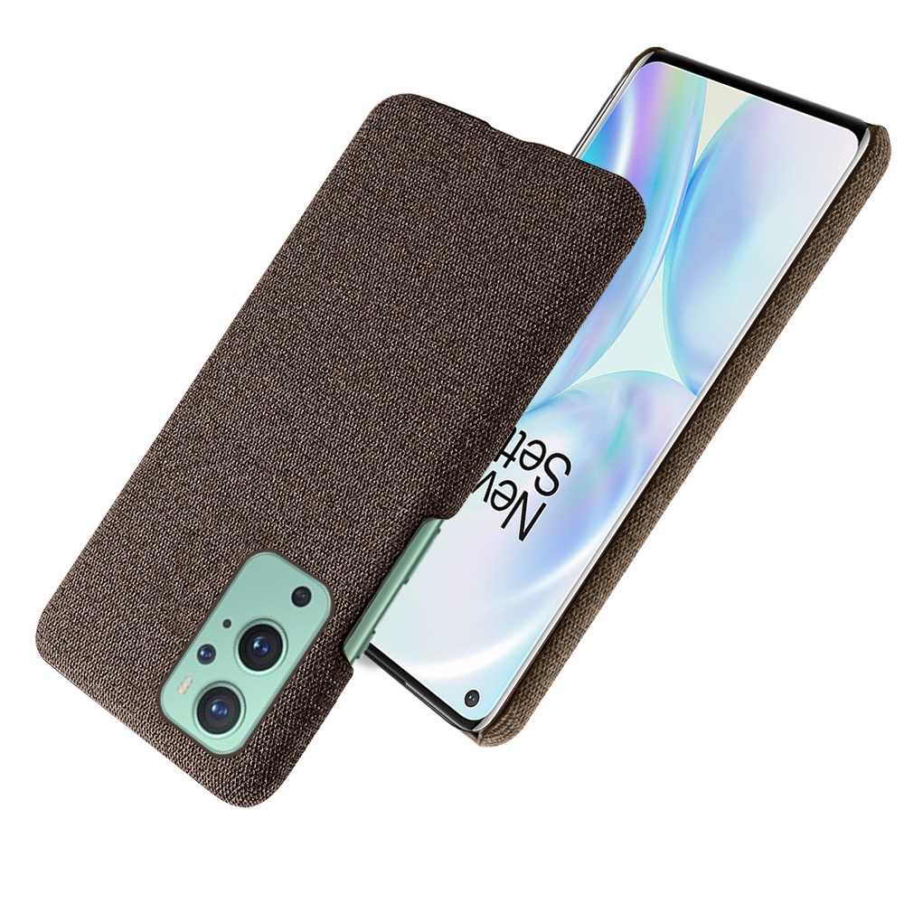 KSQ Plain Cloth Texture Plastic Hard Cover Case for OnePlus 9 Pro - Brown-2
