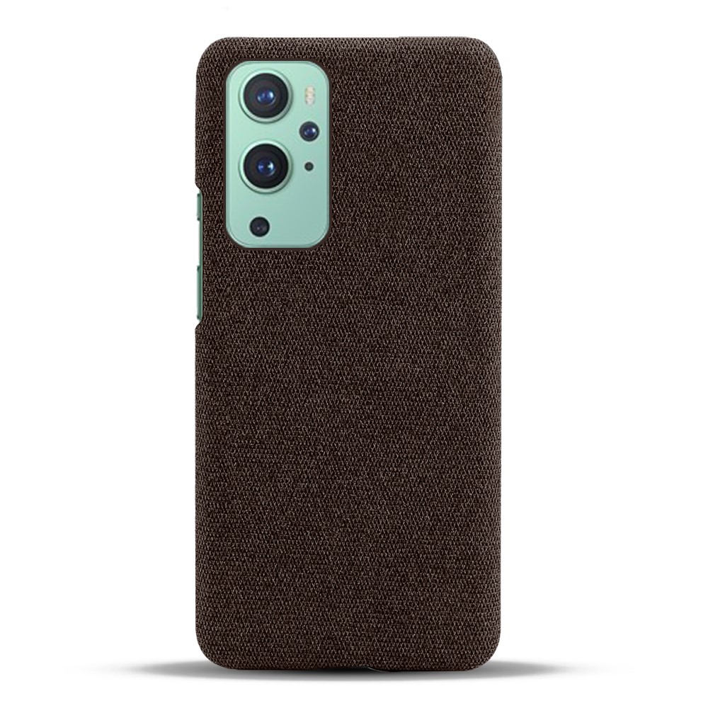 KSQ Plain Cloth Texture Plastic Hard Cover Case for OnePlus 9 Pro - Brown-3