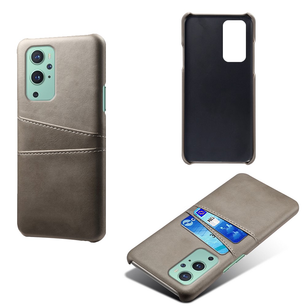 KSQ PC + PU Leather Coated Case with Dual-Card Slots for OnePlus 9 Pro - Grey-2