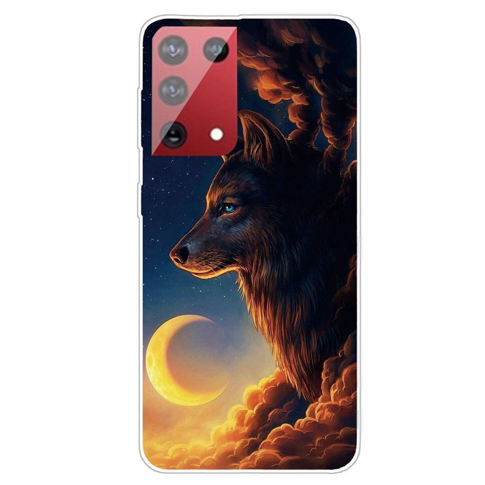Pattern Printing Flexible TPU Phone Case for OnePlus 9 - Wolf and Moon-1