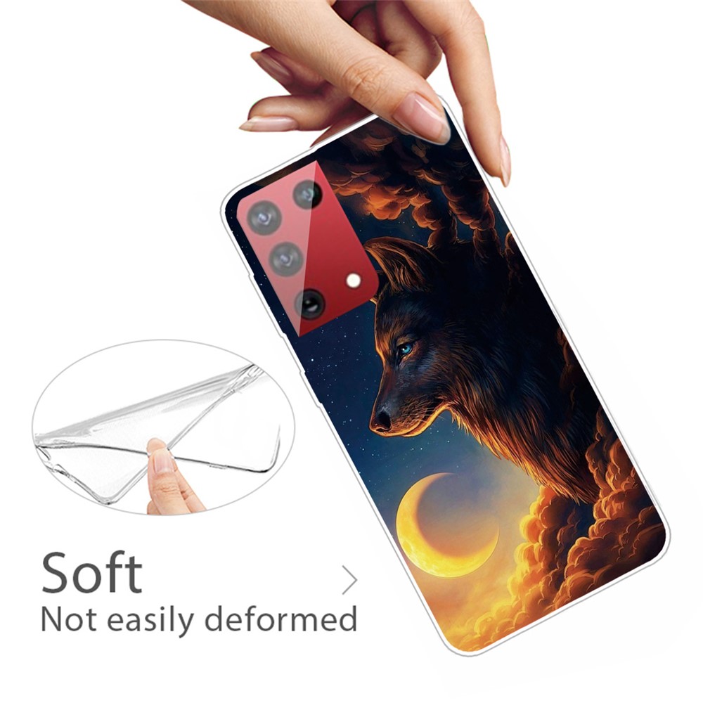 Pattern Printing Flexible TPU Phone Case for OnePlus 9 - Wolf and Moon-3