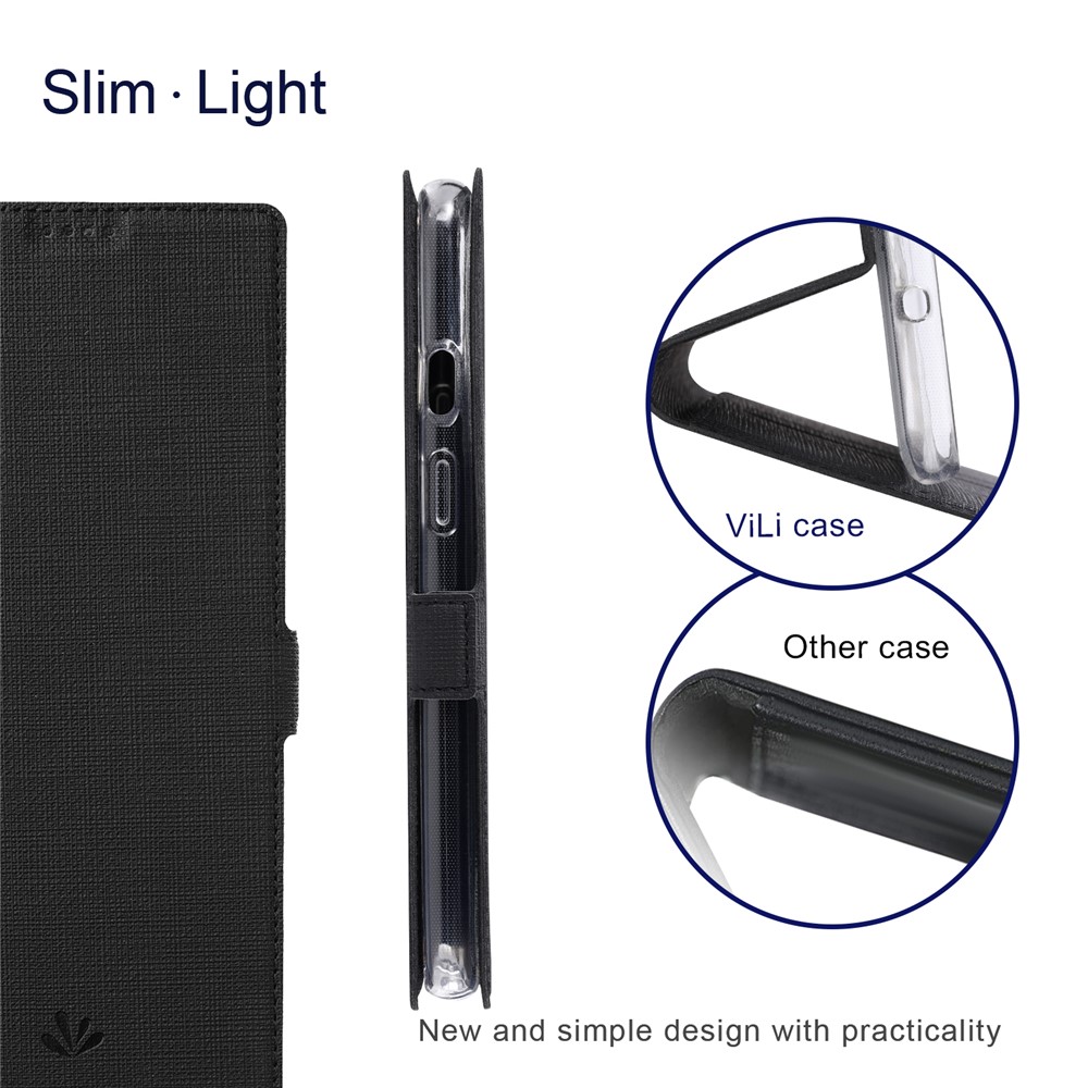 VILI DMK Series Double Magnetic Clasp Cross Texture Leather Wallet Stand Cover Case for OnePlus 9 Pro - Black-4