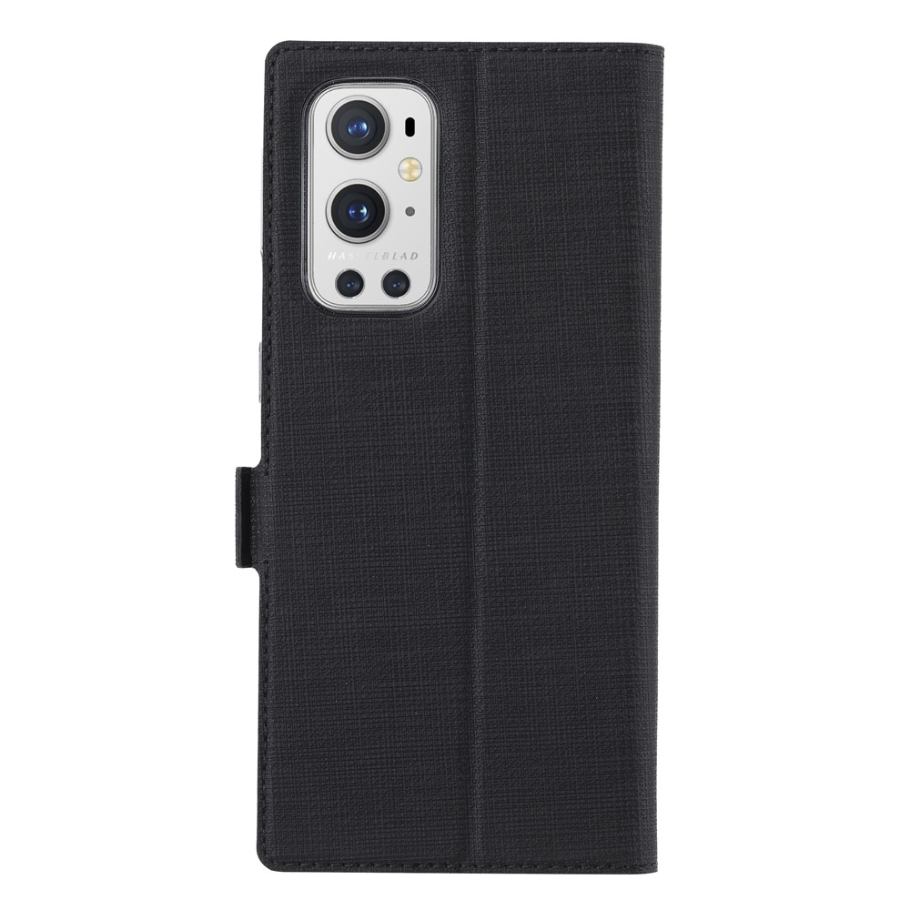 VILI DMK Series Double Magnetic Clasp Cross Texture Leather Wallet Stand Cover Case for OnePlus 9 Pro - Black-7