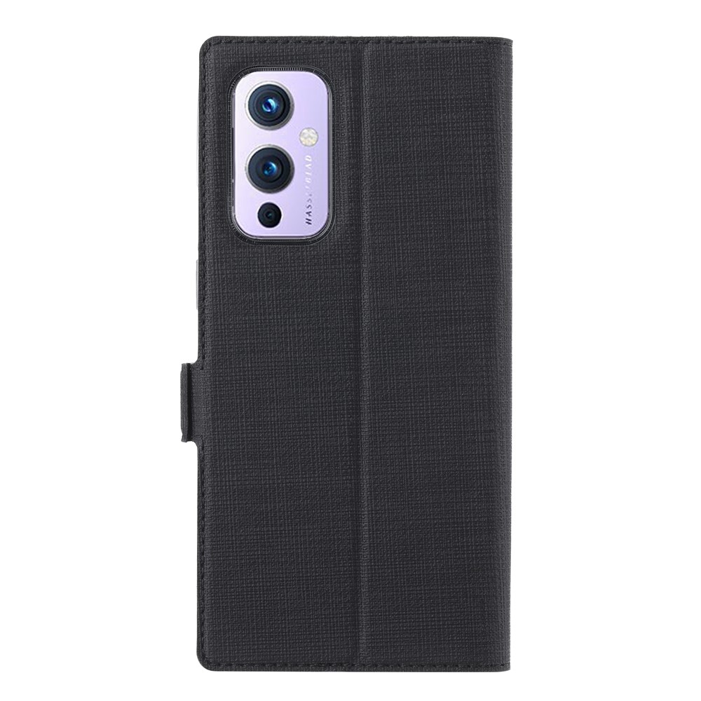 VILI DMK Series Double Magnetic Clasp Cross Texture Leather Wallet Stand Cover Case for OnePlus 9 (EU / US Version) - Black-7