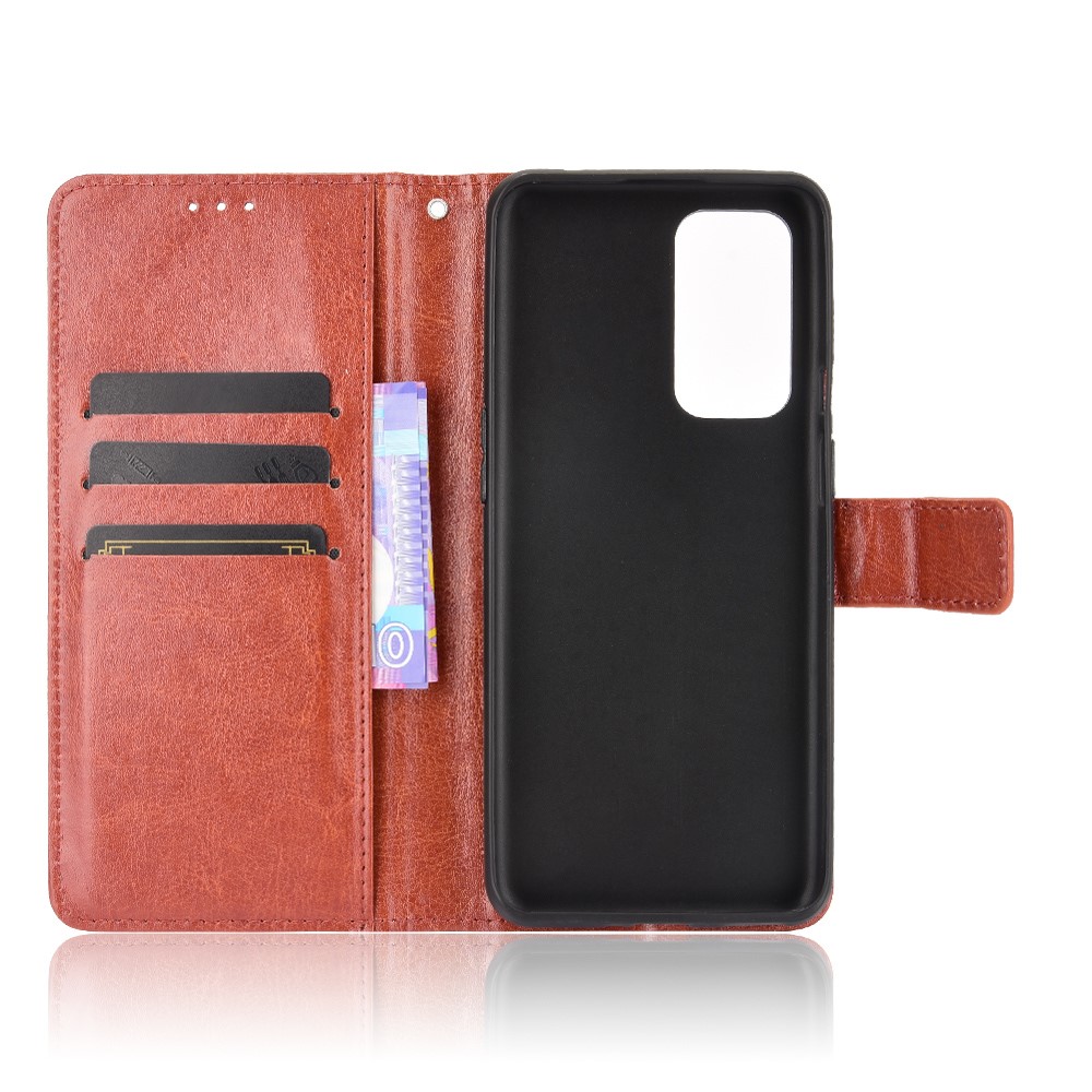 Crazy Horse Texture Wallet Design PU Leather Stand Protector Cover for OnePlus 9 Pro - Brown-2