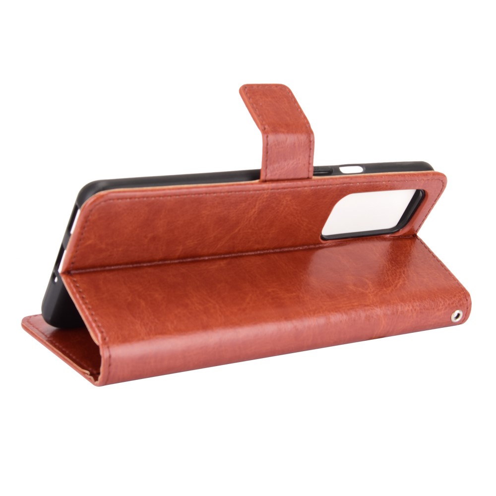 Crazy Horse Texture Wallet Design PU Leather Stand Protector Cover for OnePlus 9 Pro - Brown-4