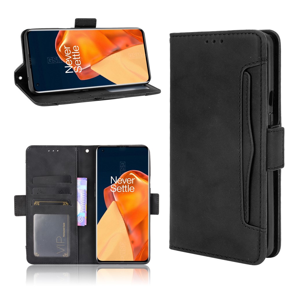 Full Protection Leather Wallet Protective Case with Multiple Card Slots for OnePlus 9 Pro - Black-10