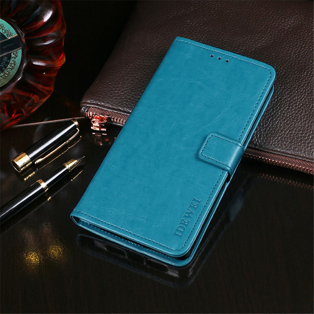 IDEWEI Folio Flip Crazy Horse Texture Leather Mobile Casing with Wallet Stand for OnePlus 9 Pro - Sky Blue-2