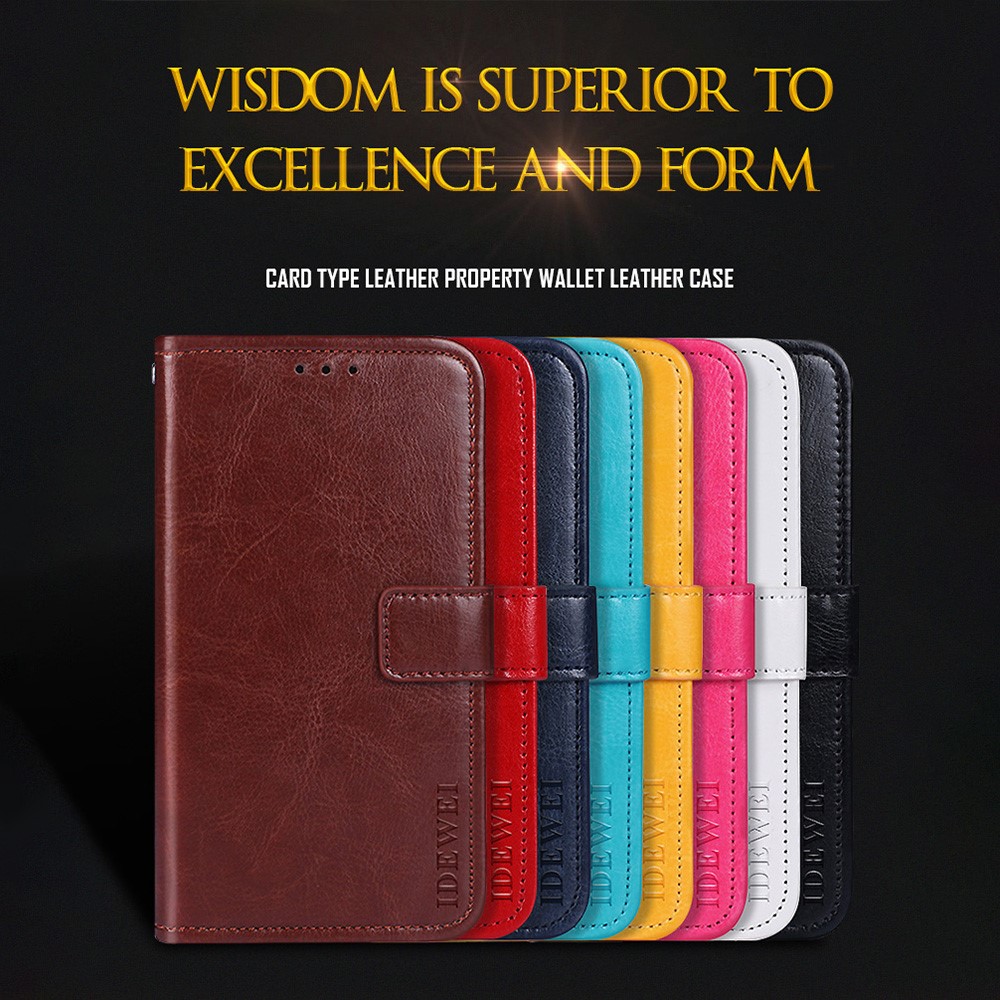 IDEWEI Folio Flip Crazy Horse Texture Leather Mobile Casing with Wallet Stand for OnePlus 9 Pro - Dark Blue-3