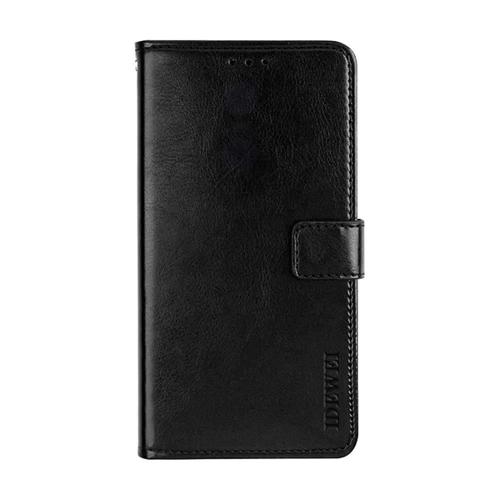 IDEWEI Folio Flip Crazy Horse Texture Leather Mobile Casing with Wallet Stand for OnePlus 9 (EU / US Version) - Black-1