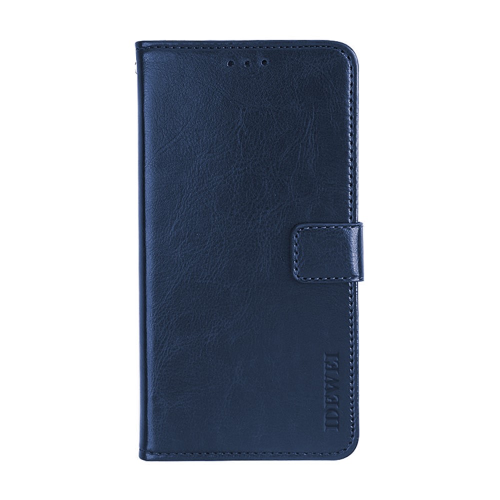 IDEWEI Folio Flip Crazy Horse Texture Leather Mobile Casing with Wallet Stand for OnePlus 9 (EU / US Version) - Dark Blue-1
