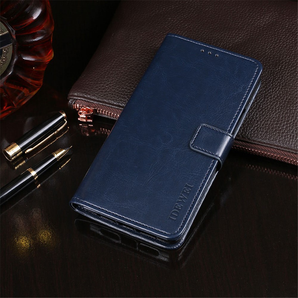 IDEWEI Folio Flip Crazy Horse Texture Leather Mobile Casing with Wallet Stand for OnePlus 9 (EU / US Version) - Dark Blue-2