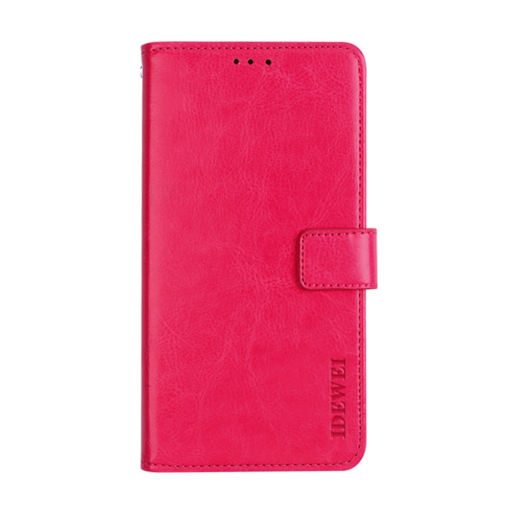 IDEWEI Folio Flip Crazy Horse Texture Leather Mobile Casing with Wallet Stand for OnePlus 9 (EU / US Version) - Rose-1