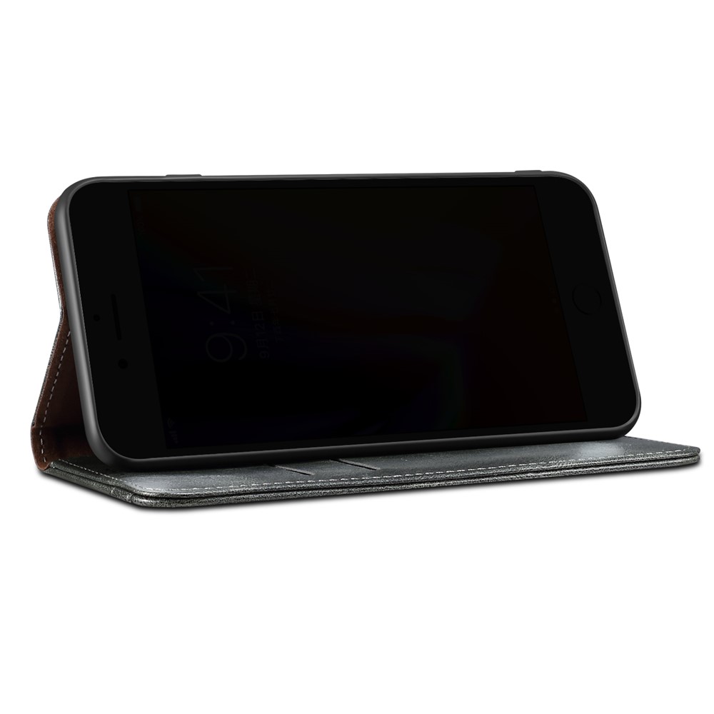 Oil Wax Surface PU Leather+TPU Wallet Stand Phone Cover for OnePlus 9 Pro - Black-8