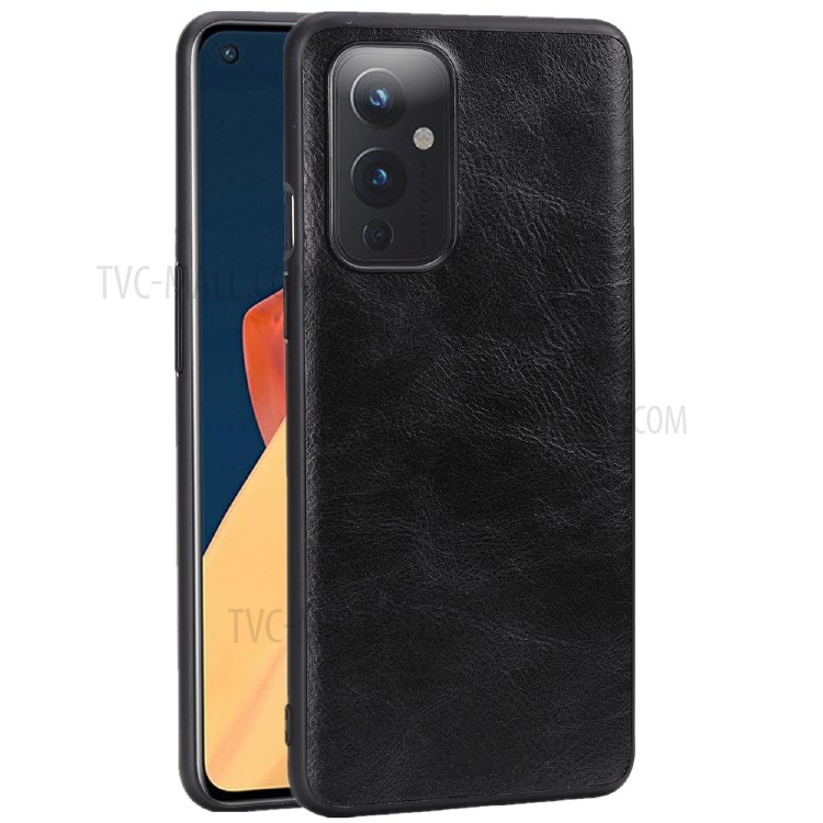 Crazy Horse Texture PU Leather Coated Plastic+TPU Case for OnePlus 9 (EU / US Version) - Black-1