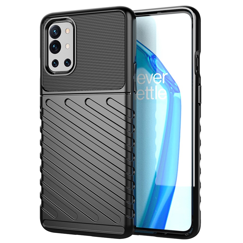 Thunder -serie Twill Textur TPU -hülle Für OnePlus 9r Soft Mobile Telefon Cover - Schwarz