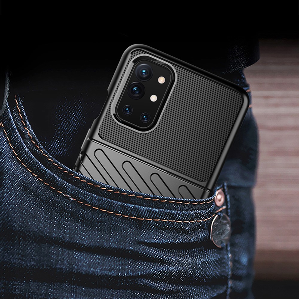 Thunder Series Twill Texture TPU Корпус Для Обложки Мягкого Мобильного Телефона OnePlus 9r - Черный