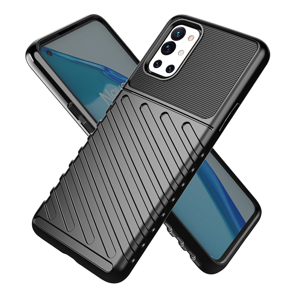 Thunder Series Twill Texture TPU Корпус Для Обложки Мягкого Мобильного Телефона OnePlus 9r - Черный