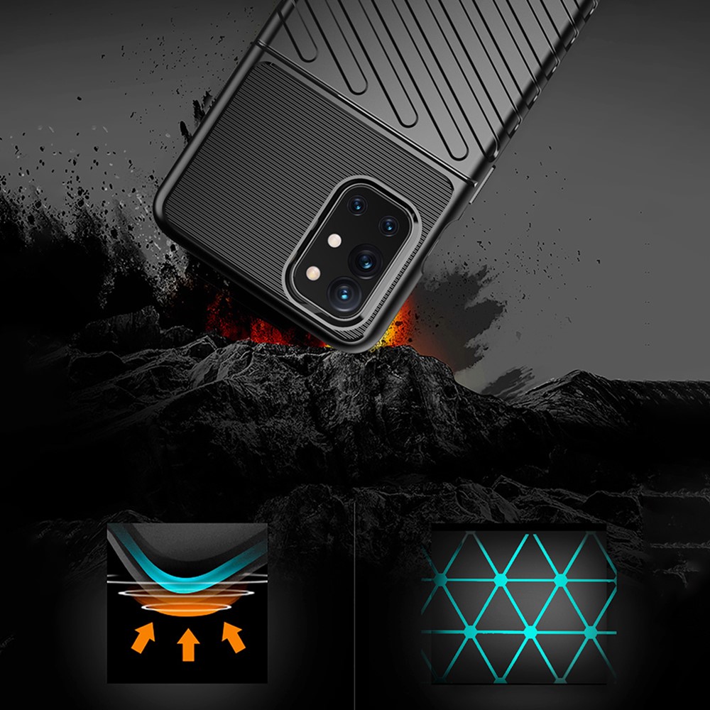 Thunder Series Twill Texture TPU Case for OnePlus 9R Soft Mobile Phone Cover - Black-8