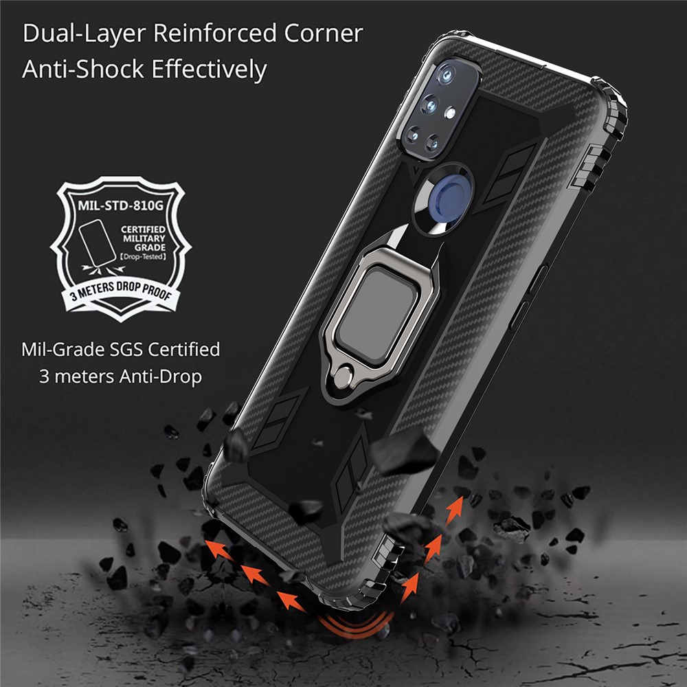 TPU Finger Ring Kickstand Phone Protective Case for OnePlus Nord N10 5G - Black-3