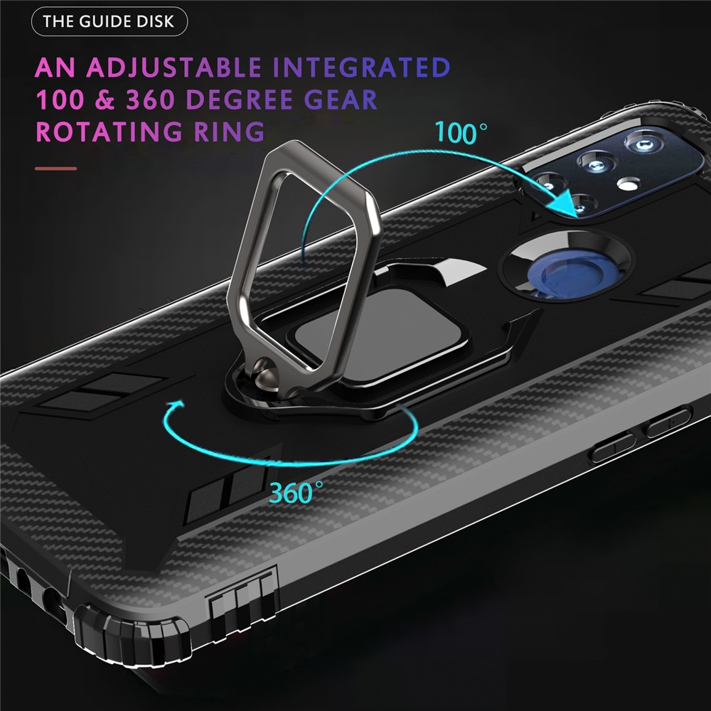 TPU Finger Ring Kickstand Phone Protective Case for OnePlus Nord N10 5G - Black-6