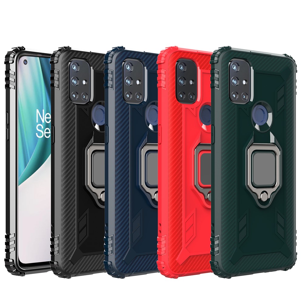 TPU Finger Ring Kickstand Phone Protective Case for OnePlus Nord N10 5G - Black-7