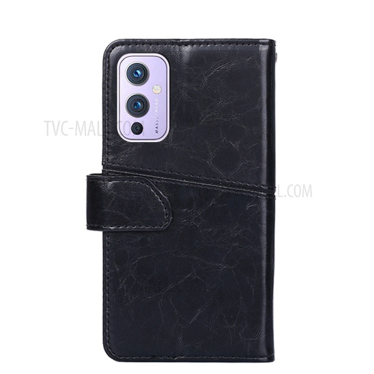 Splicing Geometric Pattern Card Slots Leather Mobile Casing for OnePlus 9 (IN / CN Version) - Black-7