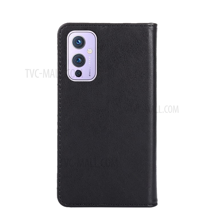 Auto-absorbed Retro Style PU Leather Phone Case Wallet for OnePlus 9 (IN / CN Version) - Black-7