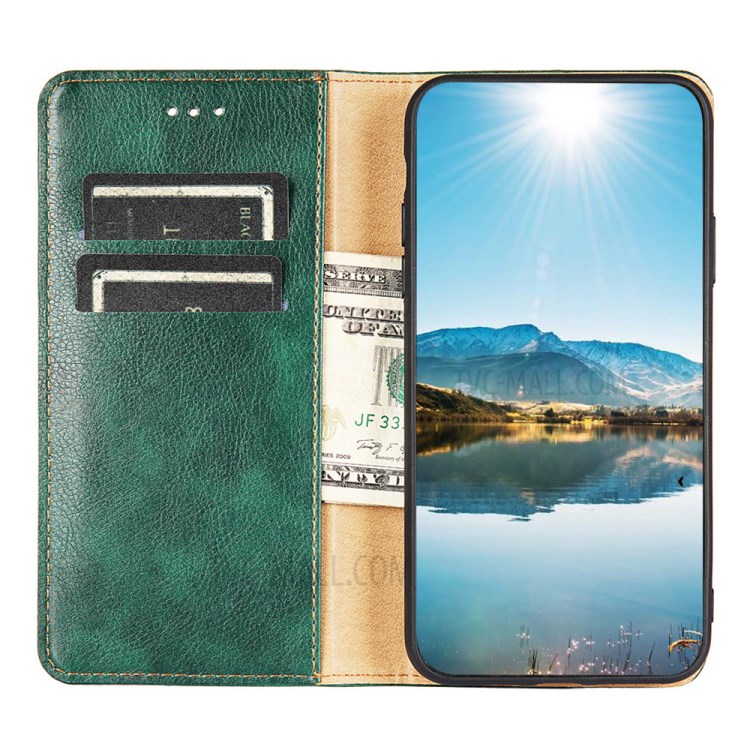 Auto-Absorbed Leather Phone Stand Case for OnePlus 9 (IN / CN Version) - Green-6