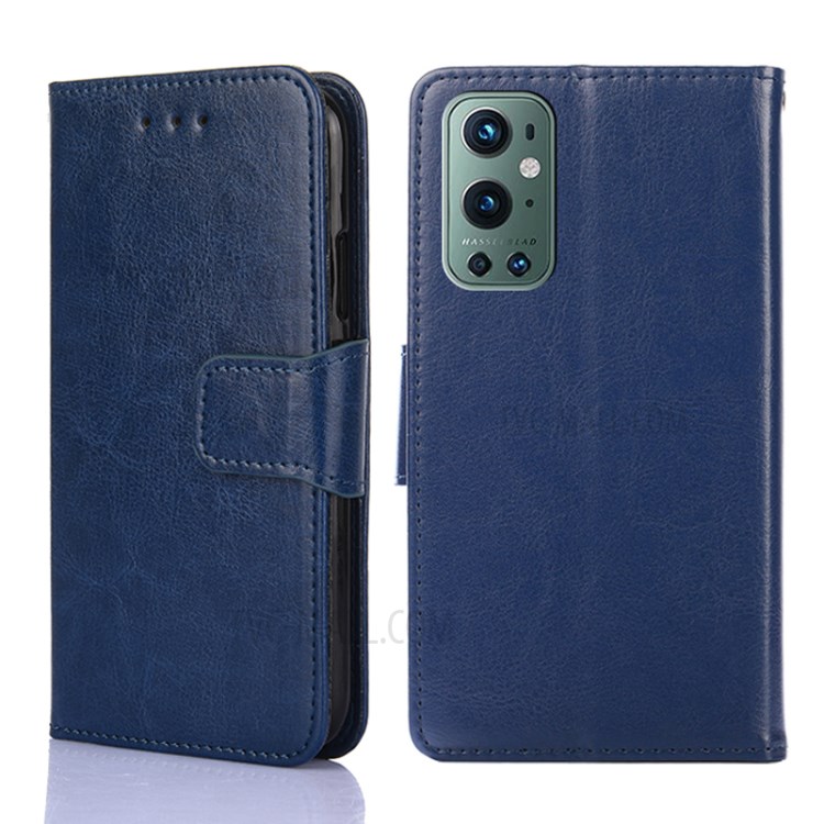 Wallet Stand Design Leather Protective Case for OnePlus 9 Pro - Dark Blue-1