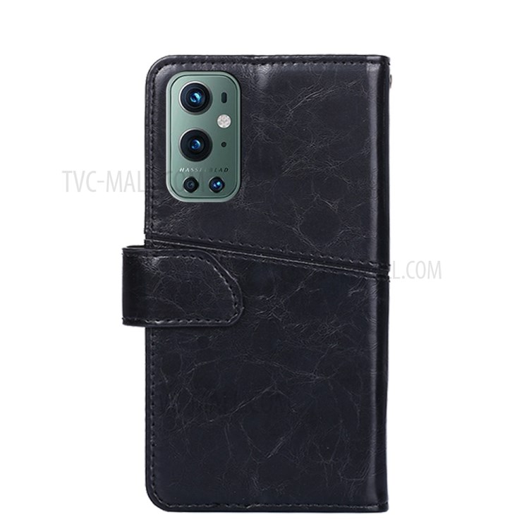 Splicing Geometric Pattern Leather Case for OnePlus 9 Pro Wallet Stand Phone Cover - Black-7