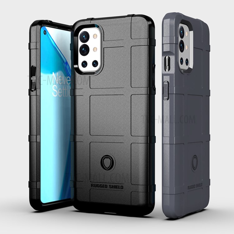 Shock-proof Rugged Square Grid Texture TPU Phone Cover Case for OnePlus 9R - Black-2