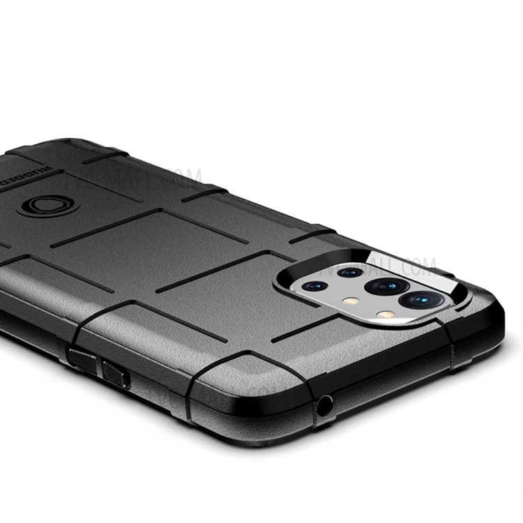Shock-proof Rugged Square Grid Texture TPU Phone Cover Case for OnePlus 9R - Black-3