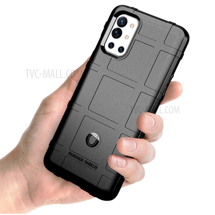 Shock-proof Rugged Square Grid Texture TPU Phone Cover Case for OnePlus 9R - Black-4