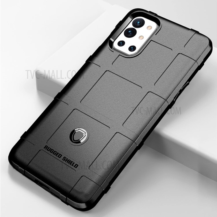 Shock-proof Rugged Square Grid Texture TPU Phone Cover Case for OnePlus 9R - Black-6