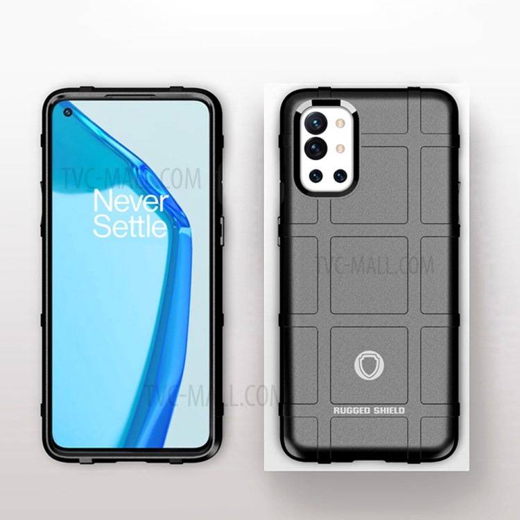 Shock-proof Rugged Square Grid Texture TPU Phone Cover Case for OnePlus 9R - Black-7