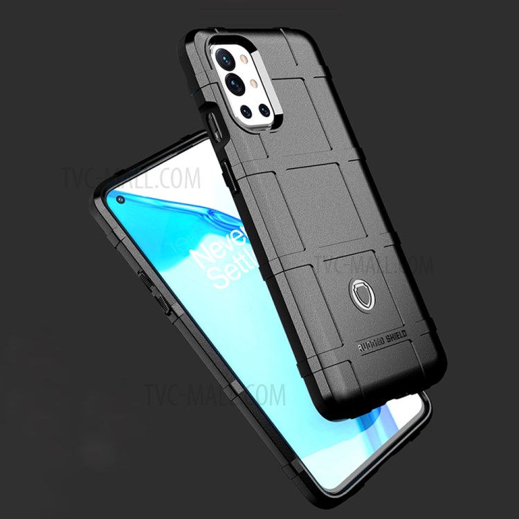 Shock-proof Rugged Square Grid Texture TPU Phone Cover Case for OnePlus 9R - Black-8