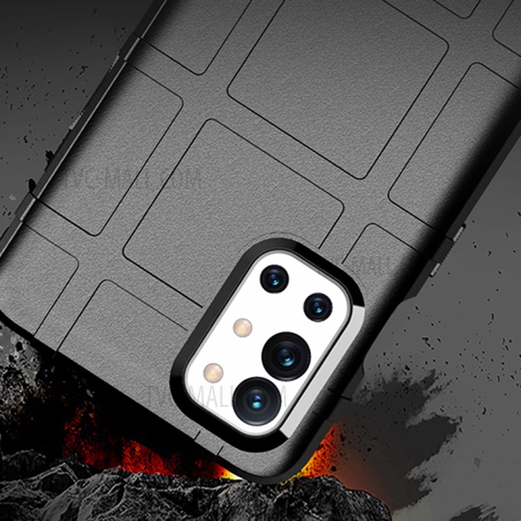 Shock-proof Rugged Square Grid Texture TPU Phone Cover Case for OnePlus 9R - Black-9