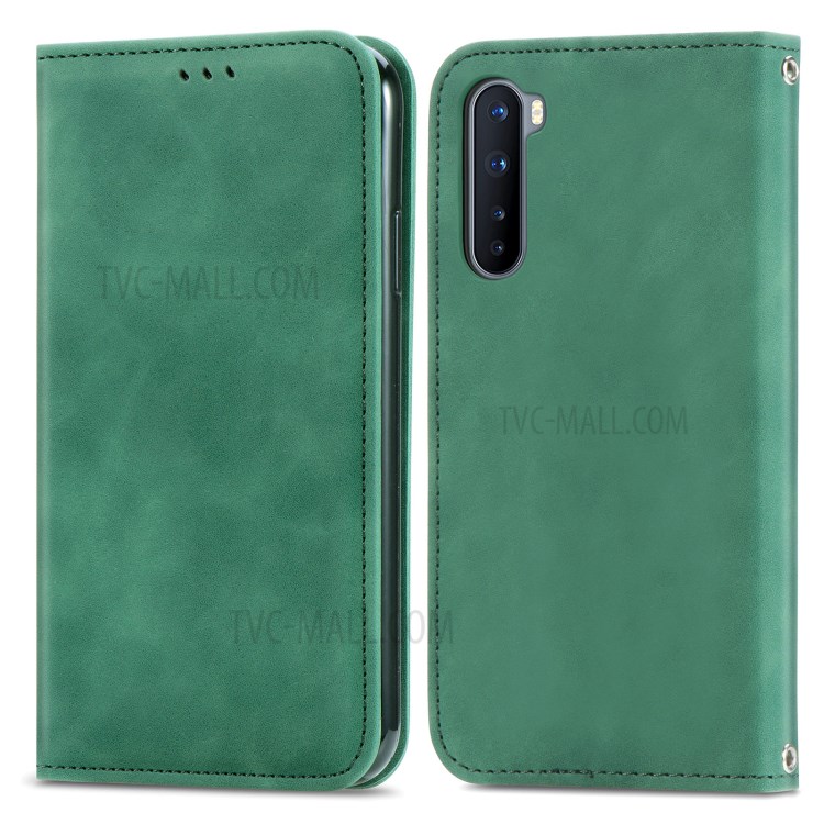 Carcasa de Teléfono de Cuero PU Vintage Absorbido Automáticamente Para OnePlus Nord - Verde