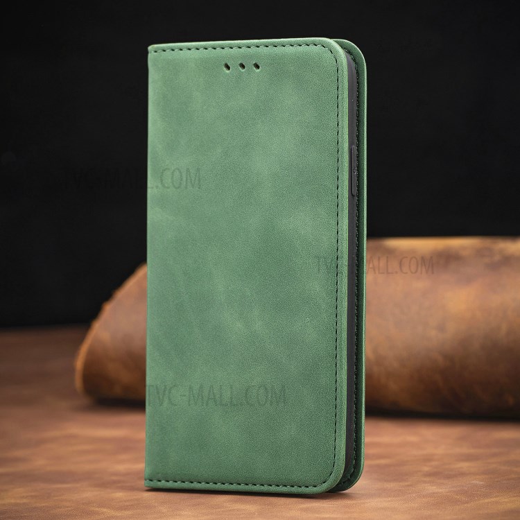 Castamento de Telefone de Couro Vintage PU Absorvido Automaticamente Para o OnePlus Nord - Verde