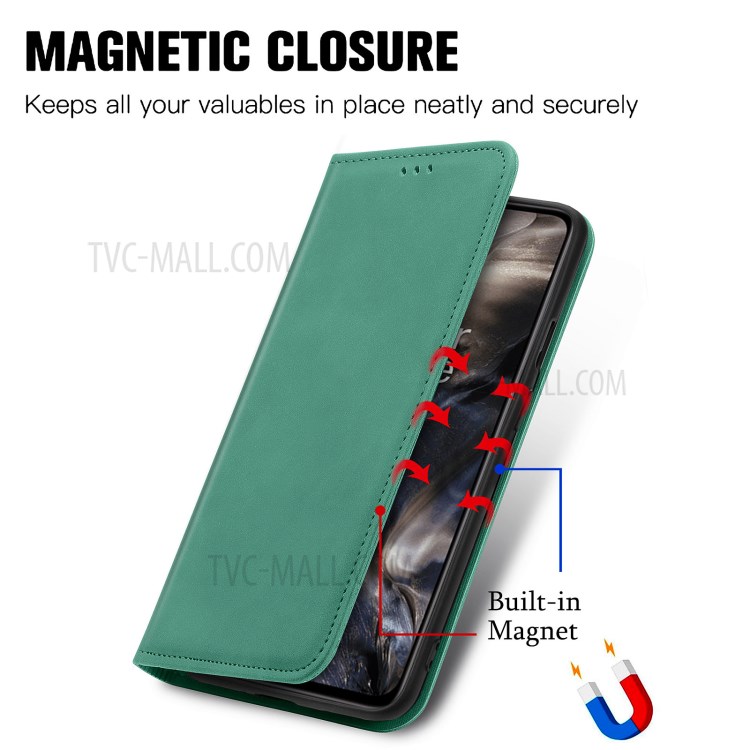 Castamento de Telefone de Couro Vintage PU Absorvido Automaticamente Para o OnePlus Nord - Verde