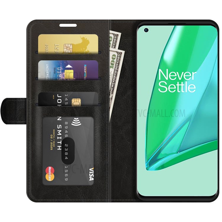 Crazy Horse Texture Stand Design Wallet Leather Case for OnePlus 9 Pro - Black-4