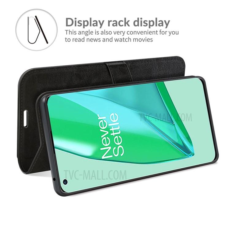 Crazy Horse Texture Stand Design Wallet Leather Case for OnePlus 9 Pro - Black-6