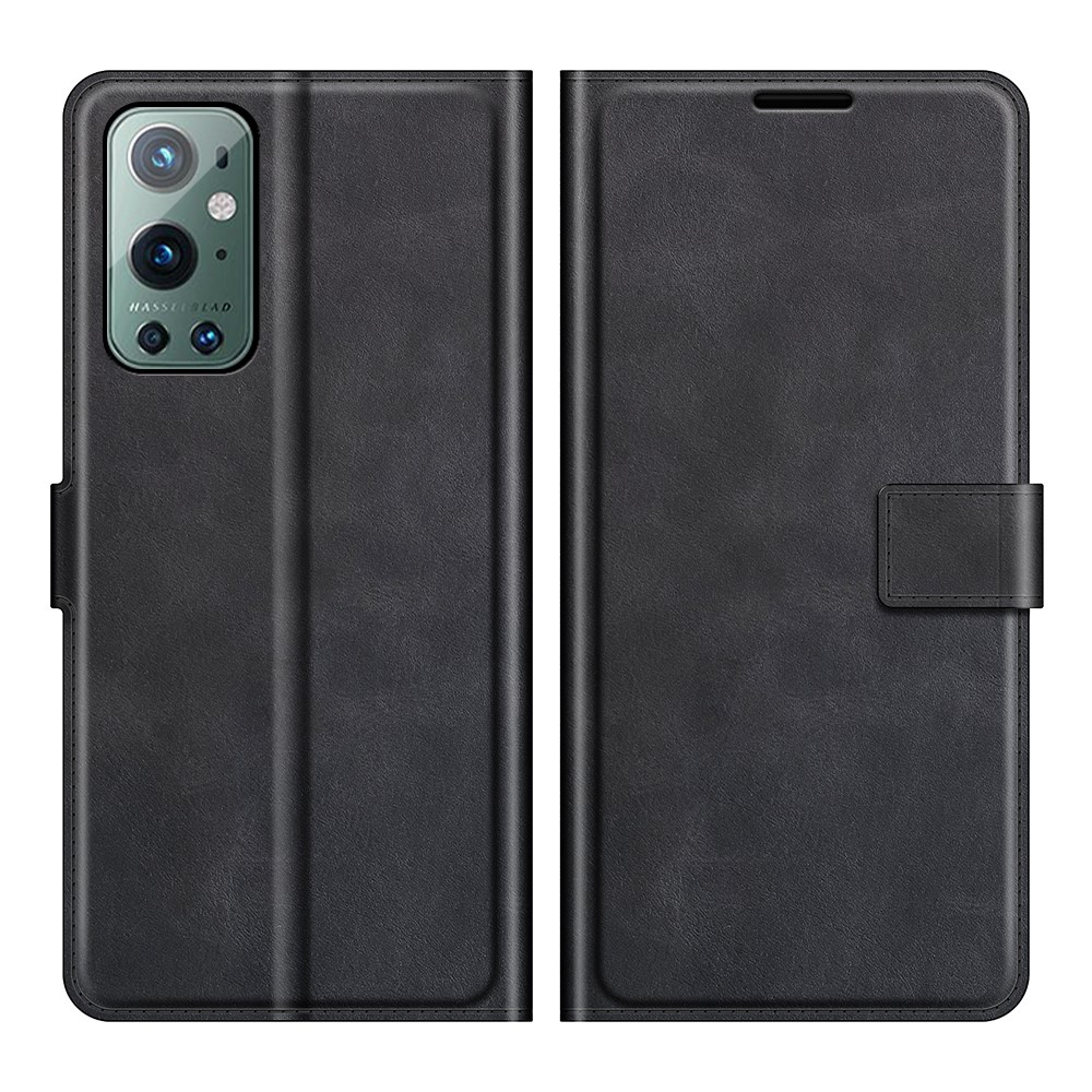 Fpr OnePlus 9 Pro Magnetic Clasp Leather Mobile PhoneCase Wallet Stand Cover - Black-1