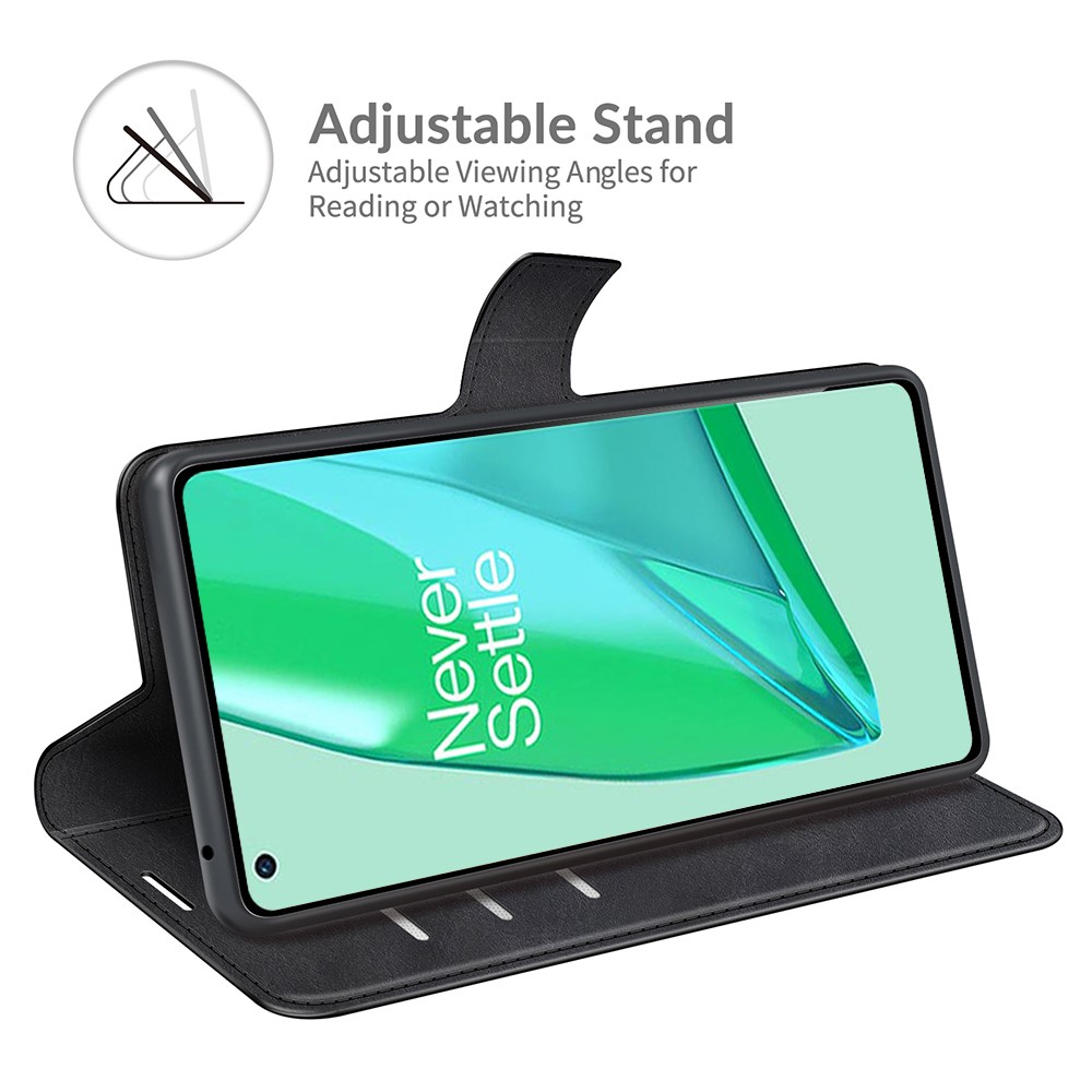Fpr OnePlus 9 Pro Magnetic Clasp Leather Mobile PhoneCase Wallet Stand Cover - Black-5
